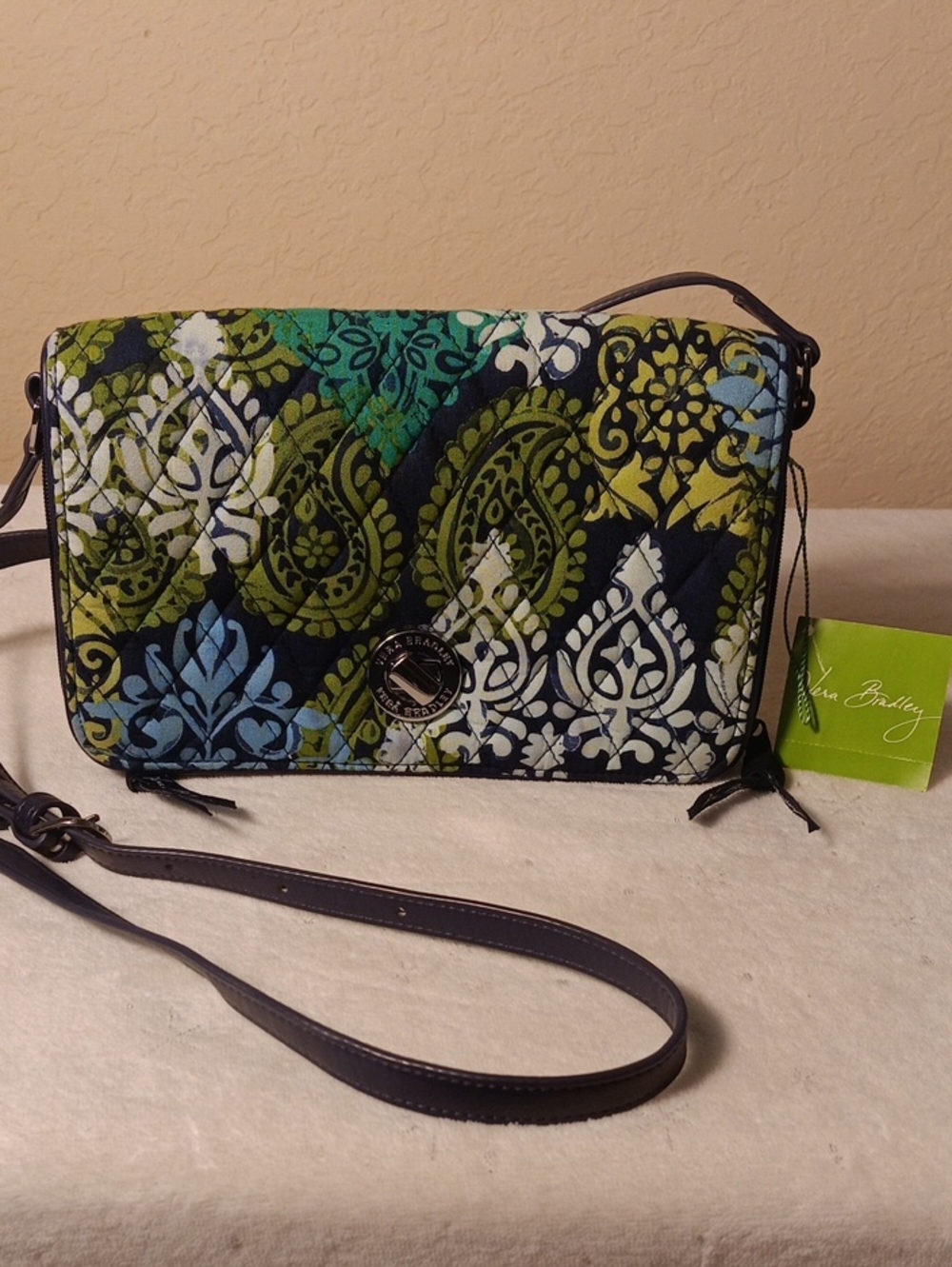 NWT Vera Bradley Turnlock Crossbody Bag - Caribbean Sea Paisley (Retired)